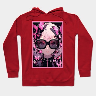 Aesthetic Anime Girl Pink Rosa Black | Quality Aesthetic Anime Design | Chibi Manga Anime Art Hoodie